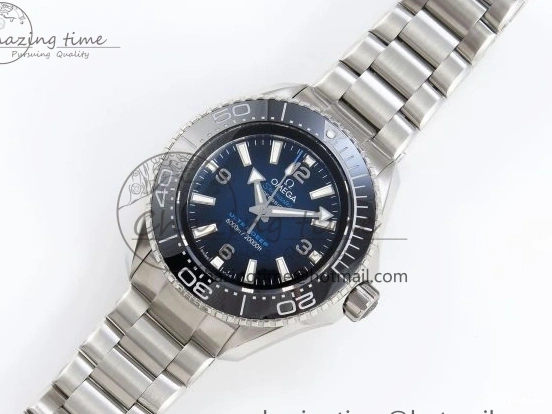 0506 EasyCare SEAMASTER PLANET OCEAN 6000M ULTRA DEEP 45.5MM SS TF 1:1 BEST EDITION BLUE DIAL BLACK BEZEL ON SS BRACELET A 7760